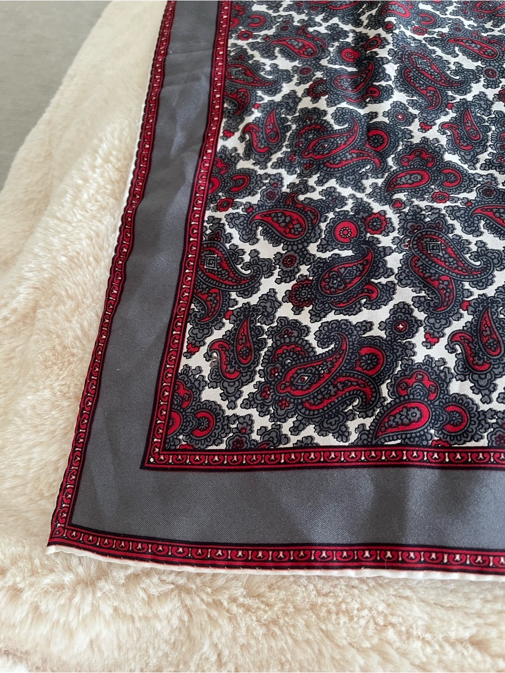 Gorgeous Silk Paisley Print Women's Scarf- Burgundy, Black & White!